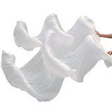 2pcs Handmade fake silk belly dance fan, veil dance fan, long silk fan, classical dance fan, white dance fan