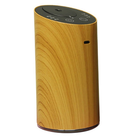 Wood Grain Waterless Essential Oil Air Diffuser Car USB Aromatherapy Nebulizer Rechargeable Mist Maker Light Brown