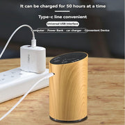 Wood Grain Waterless Essential Oil Air Diffuser Car USB Aromatherapy Nebulizer Rechargeable Mist Maker Light Brown