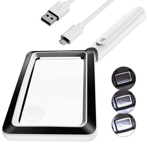 4X Rechargeable Magnifying Glass with Light 20LEDs, Handheld Rectangular Page Lighted Magnifier, 3 Brightness Modes In Australia - Darrahopens