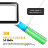 4X Rechargeable Magnifying Glass with Light 20LEDs, Handheld Rectangular Page Lighted Magnifier, 3 Brightness Modes