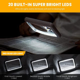 4X Rechargeable Magnifying Glass with Light 20LEDs, Handheld Rectangular Page Lighted Magnifier, 3 Brightness Modes