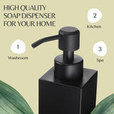 Black soap dispenser, soap dispenser bathroom, glass hand soap dispenser with stainless steel pump soap bottle