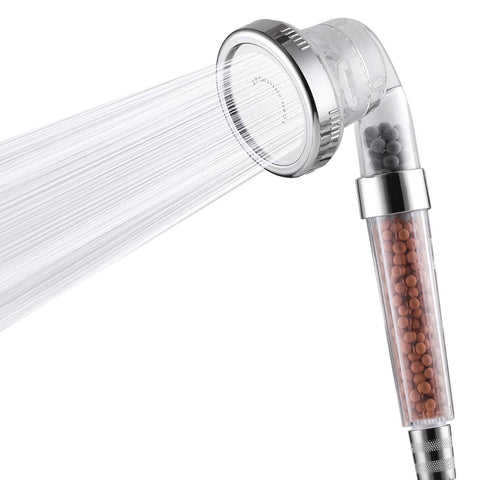 High pressure showerhead, ion filtration showerhead (3 settings), water-saving and stone filtration bead handheld showerhead