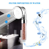 High pressure showerhead, ion filtration showerhead (3 settings), water-saving and stone filtration bead handheld showerhead