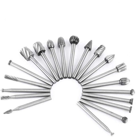 Hard alloy high-speed steel rotary drill bit kit with 20 wood carving drill bits, suitable for DIY woodworking, carving, engraving In Australia - Darrahopens