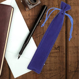 2pcs Single pen bag, drawstring pen bag, single suede pen case, small box, office supplies pen bag, blue jewelry bag In Australia - Darrahopens