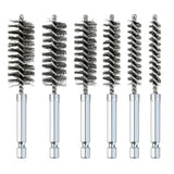 6pcs Hexagonal handle twisted wire hole brush, wire brush 304 stainless steel wire hexagonal rod gun brush deburring pipe brush set