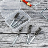 6pcs Hexagonal handle twisted wire hole brush, wire brush 304 stainless steel wire hexagonal rod gun brush deburring pipe brush set