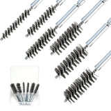 6pcs Hexagonal handle twisted wire hole brush, wire brush 304 stainless steel wire hexagonal rod gun brush deburring pipe brush set