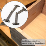 2pcs，Antique iron support hinge wooden box bracket tripod retro pull rod hinge gift box box corner movable box support