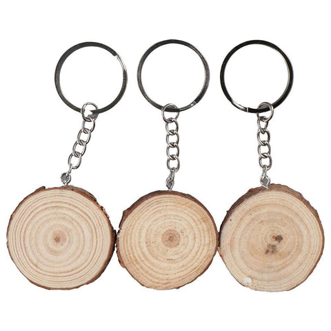 Unfinished Wood Slices Keychain Blank Hand-Painted Wooden Keychain Vintage DIY Wood Keychain Car Bag Pendant In Australia - Darrahopens