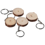 Unfinished Wood Slices Keychain Blank Hand-Painted Wooden Keychain Vintage DIY Wood Keychain Car Bag Pendant