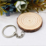 Unfinished Wood Slices Keychain Blank Hand-Painted Wooden Keychain Vintage DIY Wood Keychain Car Bag Pendant