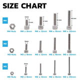 535PCS  304 Stainless Steel M2 M3 M4 Hex Socket Kits Flat Head Screws and Nuts Assrotment Set for Fasteners