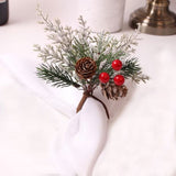 2pcs Napkin Ring, Elegant Christmas Napkin Ring Rack Table Accessories Cedar Fruit Napkin Ring Tableware Buckle Decoration