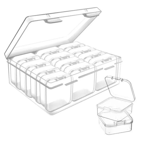 12pcs Bead storage box, plastic bead storage box, transparent storage box, craft container, with 2 hinged covers