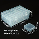 12pcs Bead storage box, plastic bead storage box, transparent storage box, craft container, with 2 hinged covers