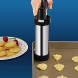 Cookie Press for Baking, Stainless Steel  Cookie Press, Cookie Press Gun Kit with 8 Cookie Press Discs and 8 Icing Tips