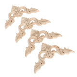 4pcs，Unpainted Wooden Carved Decal Corner Woodcarving Onlay Applique Flower Furniture Cabinet Box Doors Decoration In Australia - Darrahopens
