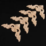 4pcs，Unpainted Wooden Carved Decal Corner Woodcarving Onlay Applique Flower Furniture Cabinet Box Doors Decoration In Australia - Darrahopens