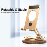 Rotatable Cell Phone Stand, Foldable and Portable Desktop Phone Holder, Stable and Adjustable Airplane Travel Accessory