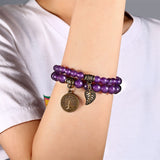 Ladies' Stone Bead Bracelet - Life Tree and Leaf Charm Energy Elastic Bracelet Purple Bracelet Hand String Jewelry In Australia - Darrahopens