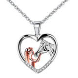 Fashionable heart-shaped necklace, rose gold jewelry, two tone necklace for girls and horses, collarbone chain