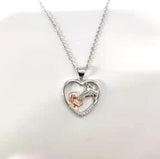 Fashionable heart-shaped necklace, rose gold jewelry, two tone necklace for girls and horses, collarbone chain