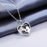 Fashionable heart-shaped necklace, rose gold jewelry, two tone necklace for girls and horses, collarbone chain