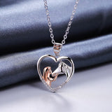Fashionable heart-shaped necklace, rose gold jewelry, two tone necklace for girls and horses, collarbone chain