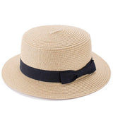 Straw Boater Hat Foldable Packable Beach Hat for Summer Tea Party Sun Hats for Women Bowknot Wide Brim Cap In Australia - Darrahopens