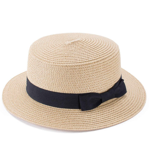 Straw Boater Hat Foldable Packable Beach Hat for Summer Tea Party Sun Hats for Women Bowknot Wide Brim Cap In Australia - Darrahopens