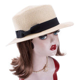 Straw Boater Hat Foldable Packable Beach Hat for Summer Tea Party Sun Hats for Women Bowknot Wide Brim Cap In Australia - Darrahopens