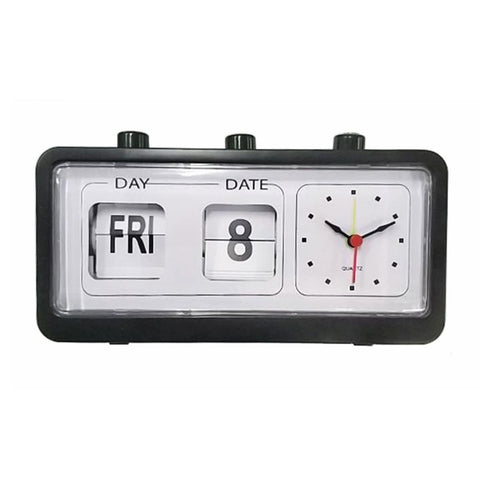 Manual Jump Calendar Alarm Clock, Fashionable Manual Calendar Clock Table Stable for Study Room  (Black) In Australia - Darrahopens