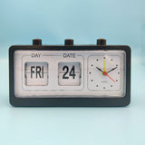 Manual Jump Calendar Alarm Clock, Fashionable Manual Calendar Clock Table Stable for Study Room  (Black) In Australia - Darrahopens