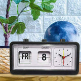 Manual Jump Calendar Alarm Clock, Fashionable Manual Calendar Clock Table Stable for Study Room  (Black) In Australia - Darrahopens