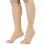 Compression socks, knee length, exposed toes, used for deep vein thrombosis, varicose veins, relief of tibial fractures, edema In Australia - Darrahopens