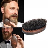Boar Bristle Beard Brush for Men Made By Wood,  Classical Wood Walnut Style Handle, Beard Straightener Brush Make Beard Soften Clean