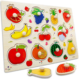 Knob Puzzle Game Set, Children's Wooden Cognitive Knob Puzzle Game Set, Girls and Boys Learning Digital Fruits In Australia - Darrahopens