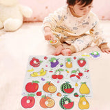 Knob Puzzle Game Set, Children's Wooden Cognitive Knob Puzzle Game Set, Girls and Boys Learning Digital Fruits