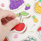 Knob Puzzle Game Set, Children's Wooden Cognitive Knob Puzzle Game Set, Girls and Boys Learning Digital Fruits