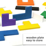 Wooden Russian Blocks for Kids Ages 3-8, Educational Gift for Family, Portable Brain Teasers Toy with Storage Bag