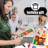 Wooden Russian Blocks for Kids Ages 3-8, Educational Gift for Family, Portable Brain Teasers Toy with Storage Bag