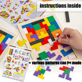 Wooden Russian Blocks for Kids Ages 3-8, Educational Gift for Family, Portable Brain Teasers Toy with Storage Bag