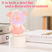 Portable Fan, Mini Handheld Fan, Pink Pig 2-Speed Personal Small Desk Table Fan, Quiet Operation, for Home Office Car Bedroom