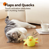 Toys Rechargeable Flapping Duck with SilverVine Catnip, Lifelike Quack Chirping, Touch Activated Kitten Kicker Plush Interactive In Australia - Darrahopens
