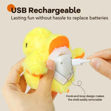 Toys Rechargeable Flapping Duck with SilverVine Catnip, Lifelike Quack Chirping, Touch Activated Kitten Kicker Plush Interactive