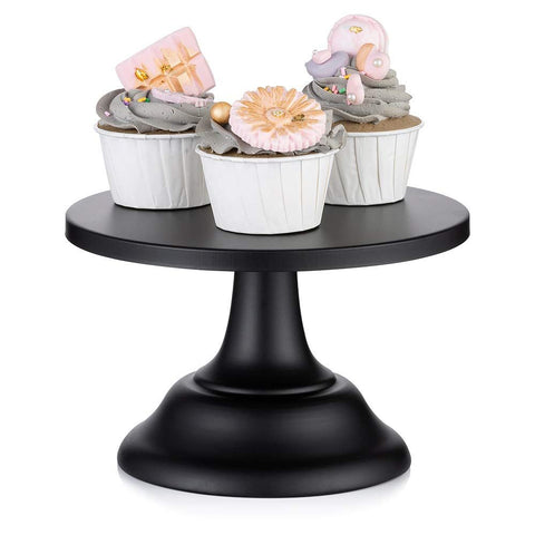 Black Dessert Holder Cookie Pedestal Stands Metal Trays for Desserts Round Gothic Serving Plate for Birthday  7.87 Inch / 20cm