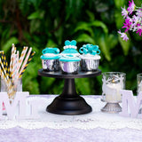 Black Dessert Holder Cookie Pedestal Stands Metal Trays for Desserts Round Gothic Serving Plate for Birthday  7.87 Inch / 20cm